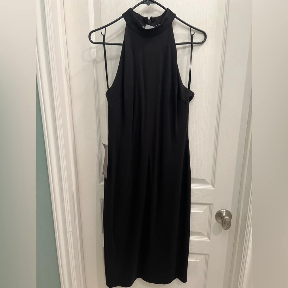Bebe, mock neck, ponte midi dress, size M.